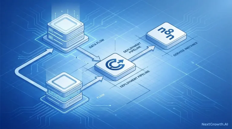 Diagram showing the core installation process of n8n through the Coolify platform.