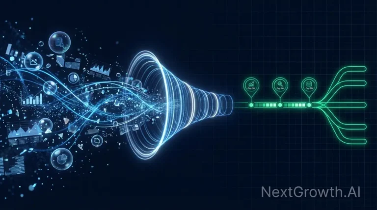 A conceptual image showing messy data being transformed into a structured 90-day SEO competitor analysis plan.