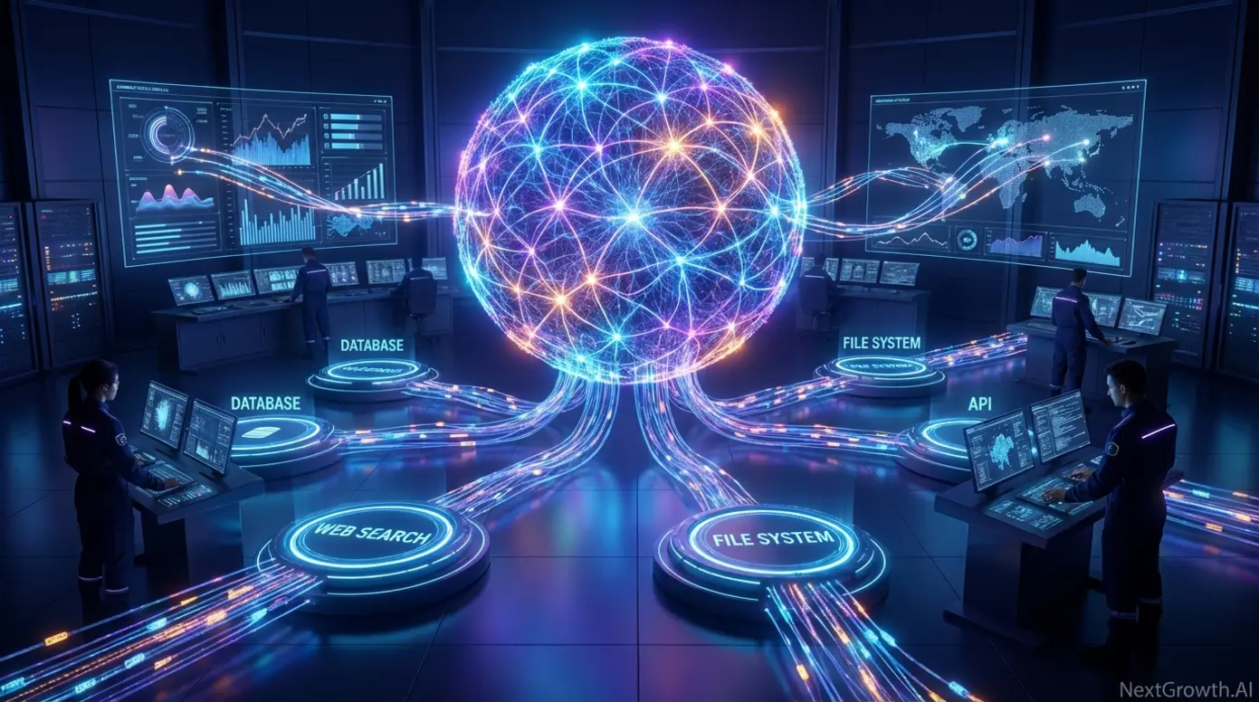 n8n AI agent architecture showing autonomous reasoning engine orchestrating multiple workflow tools