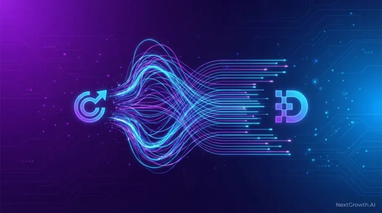 A conceptual image comparing Coolify and Dokploy, showing their logos with data streams symbolizing performance differences.