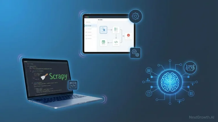 Best tools for web scraping comparison showing code frameworks, no-code platforms, and AI-powered scrapers