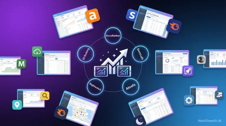 Best SEO rank tracking software comparison showing top 10 tools for 2026 including AccuRanker and Semrush