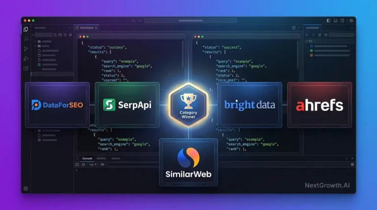 DataForSEO alternatives comparison showing five SERP API tools in developer workspace