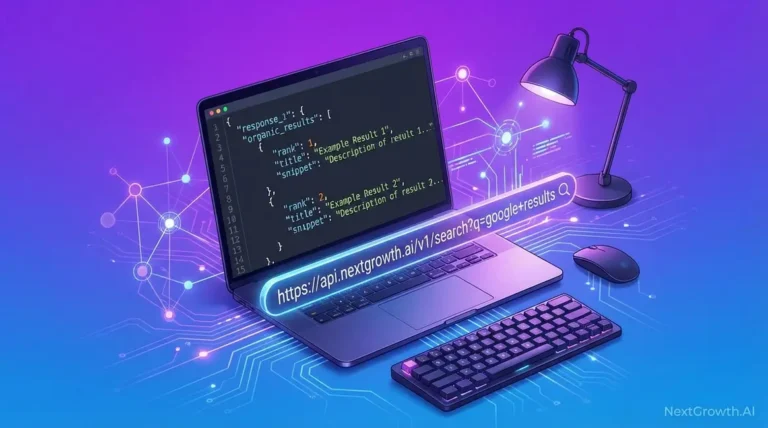 DataForSEO SERP API developer guide showing JSON response and Python integration workflow