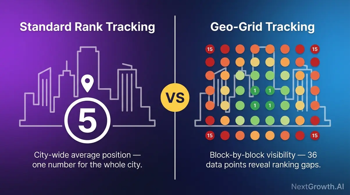 Nightwatch local SEO rank tracking software product card showing geo-grid heatmap interface and 91 accuracy score for local tracking
