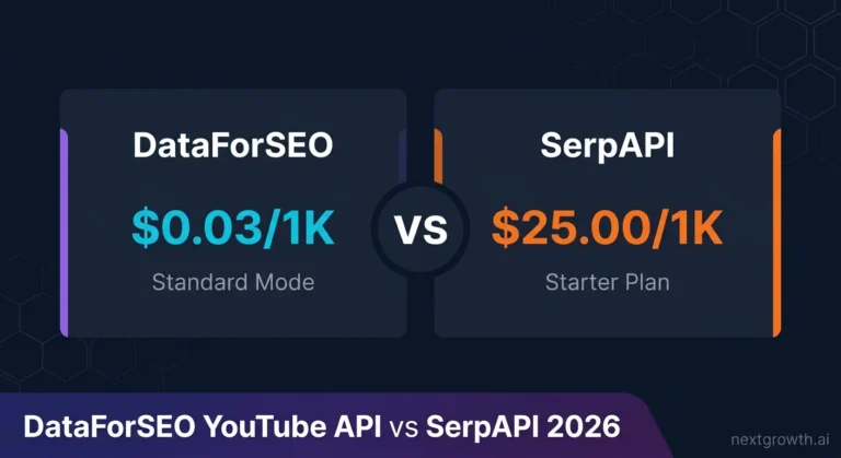 DataForSEO YouTube API vs SerpAPI cost comparison dashboard
